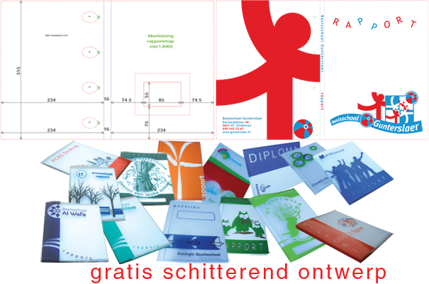 Gratis ontwerp voor omslagmap met snelhechters voor rapport of diploma 