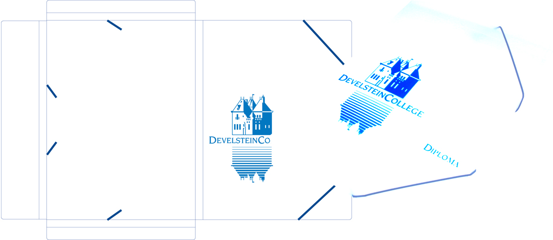 Diploma cassette voor DevelsteinCollege, christelijke school voor gymnasium, atheneum, havo, vmbo-t, vmbo-k en vmbo-b in Zwijndrecht. 