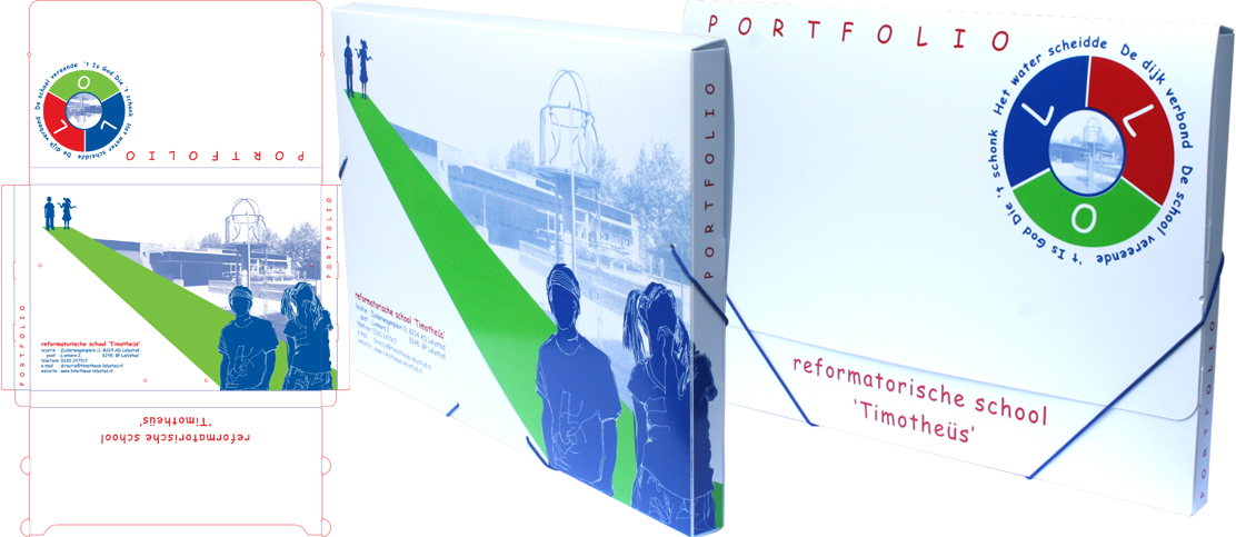 Portfolio tekeningmap op A3 formaat voor Reformatorische school Timotheüs in Lelystad