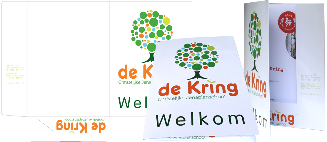 Kartonnen vouwmapje Christelijke Jenaplan School De Kring in Driebergen