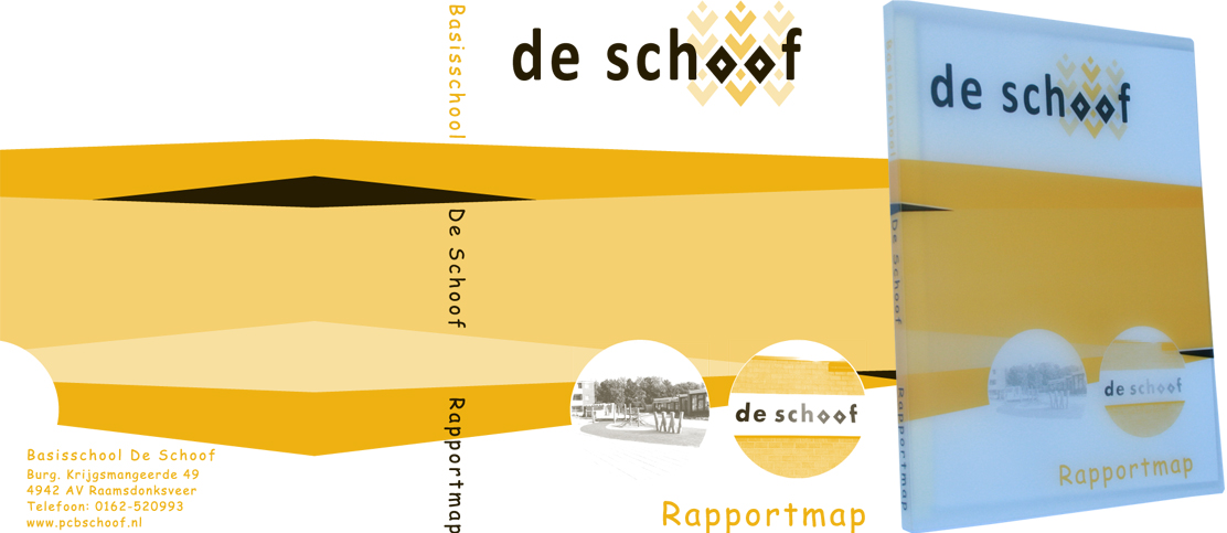 rapport hechtmap in 2 kleuren zeefdruk bedrukt voor De Schoof in Raamsdonkveer