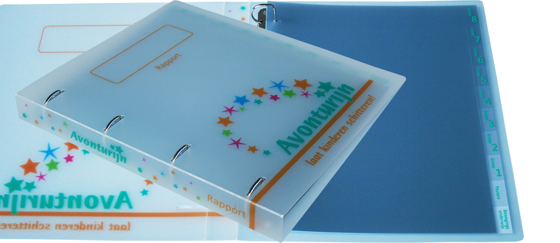 Schoolmap voor De Avonturijn in Vlaardingen is full colour digitaal bedrukt.