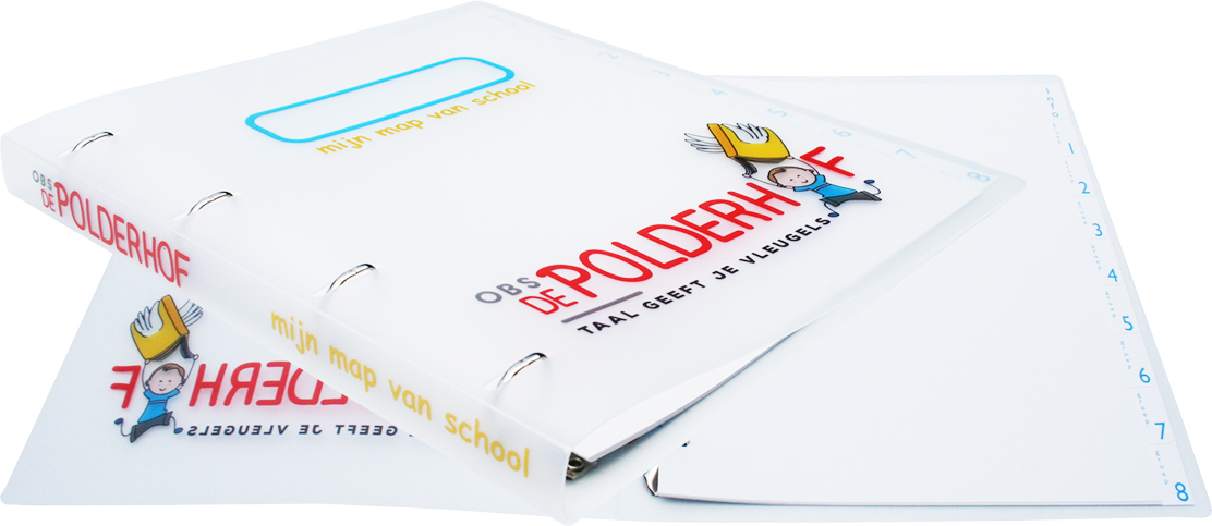 Schoolmap met 4-rings mechaniek voor basisschool Sint Anthonius in Oud-Vossemeer.