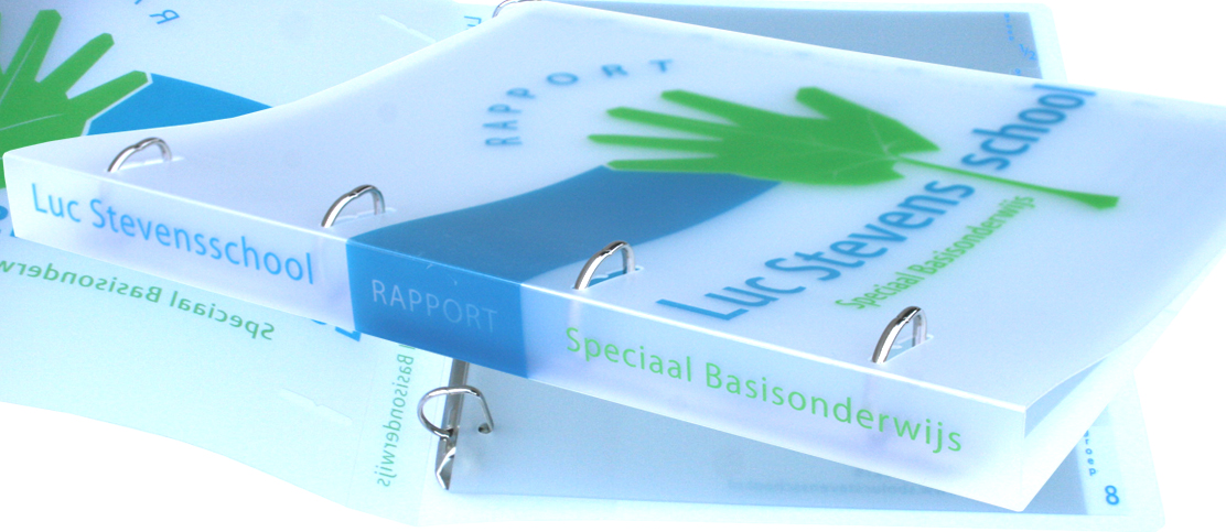 Ringband schoolmap en tabbladen voor SBO Luc Stevens, Kanaleneiland, Utrecht
