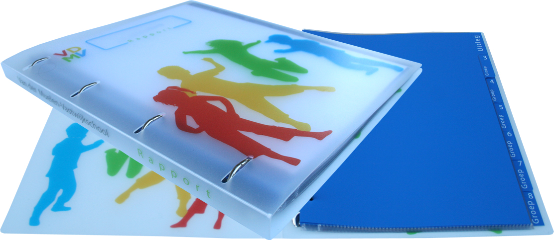 Schoolmap Van der Muelen-Vastwijkschool, Weesp, geleverd inclusief 7-delig donkerblauwe set tabbladen.