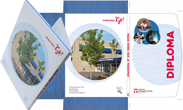 Docucase met klittenbandsluiting voor scholengemeenschap Thorbecke in Zwolle.