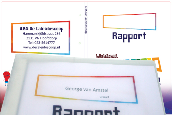 Gesponserde rapport hechtmap voor basisschool De Caleidoscoop in de wijk Pax, Hoofddorp